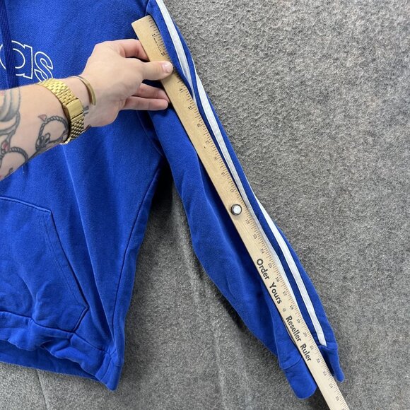 Adidas Sweatshirt Hoodie Mens Medium Blue 3 Stripes Big Logo Pullover Athletic - Picture 6 of 12